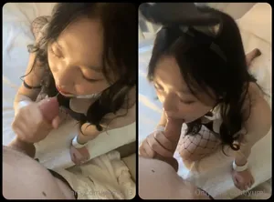 Thỏ con nứng lồn thích mút cây hàng to